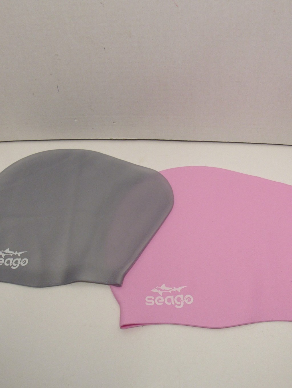 Seago Adult Silicone Swim Caps For Long Hair 2Pack One Size Gray  Pink